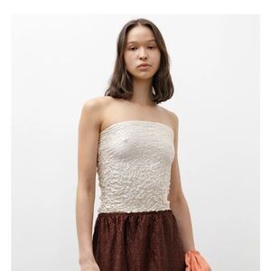 AZUR crumpled silk bustier in off white 🪐